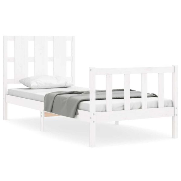 vidaXL Cadre de lit sans matelas blanc 90x190 cm bois de pin massif