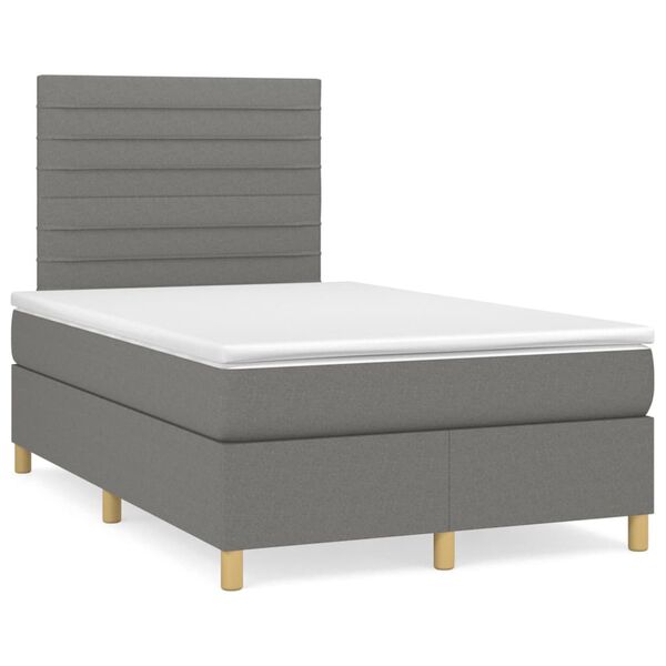 vidaXL Sommier &agrave; lattes de lit avec matelas Gris fonc&eacute; 120x200cm Tissu