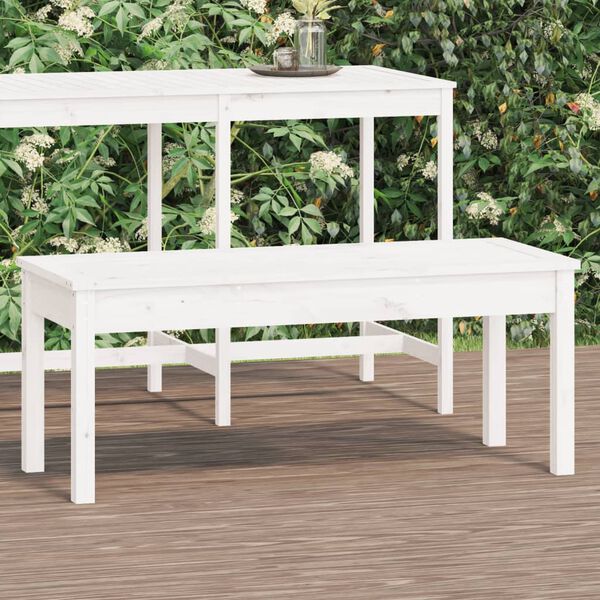 vidaXL Banc de jardin blanc 109x44x45 cm bois massif de pin