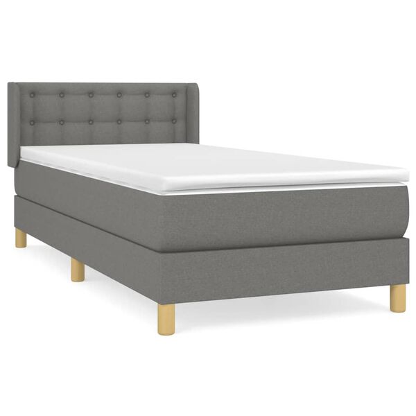 vidaXL Sommier &agrave; lattes de lit avec matelas Gris fonc&eacute; 100x200cm Tissu