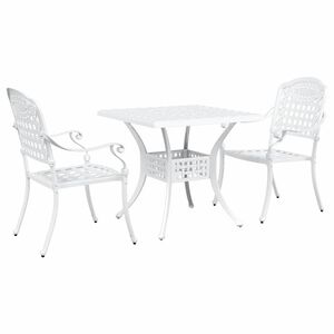 vidaXL Ensemble de tables de jardin 3 pcs Blanc Aluminium coul&eacute;