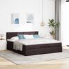 vidaXL Lit ottoman avec matelas et LED Marron fonc&eacute; 180x200 cm tissu
