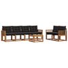vidaXL Ensemble de canap&eacute;s d'ext&eacute;rieur 7 pcs Naturel et Noir