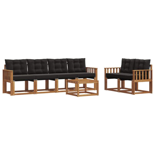 vidaXL Ensemble de canap&eacute;s d'ext&eacute;rieur 7 pcs Naturel et Noir