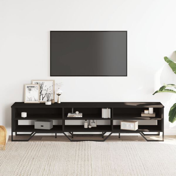 vidaXL Meuble TV noir 180x34x41 cm bois d'ing&eacute;nierie