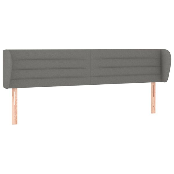 vidaXL T&ecirc;te de lit avec oreilles Gris fonc&eacute; 203x23x78/88 cm Tissu