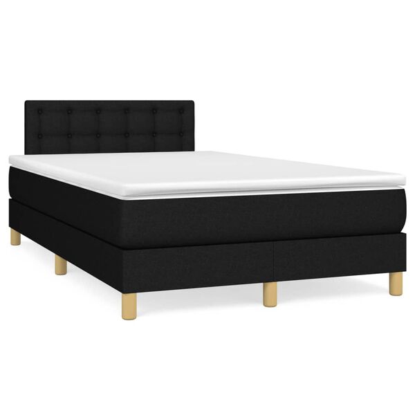 vidaXL Sommier &agrave; lattes de lit matelas et LED noir 120x190 cm tissu
