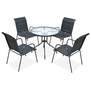 vidaXL Mobilier de salle &agrave; manger d'ext&eacute;rieur 5 pcs Acier Noir