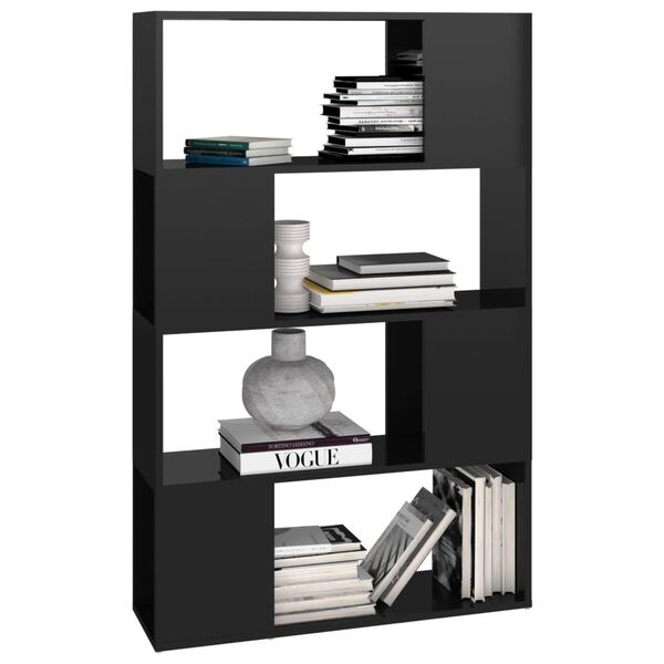 vidaXL Bibliothèque/Séparateur de pièce Noir brillant 80x24x124,5 cm