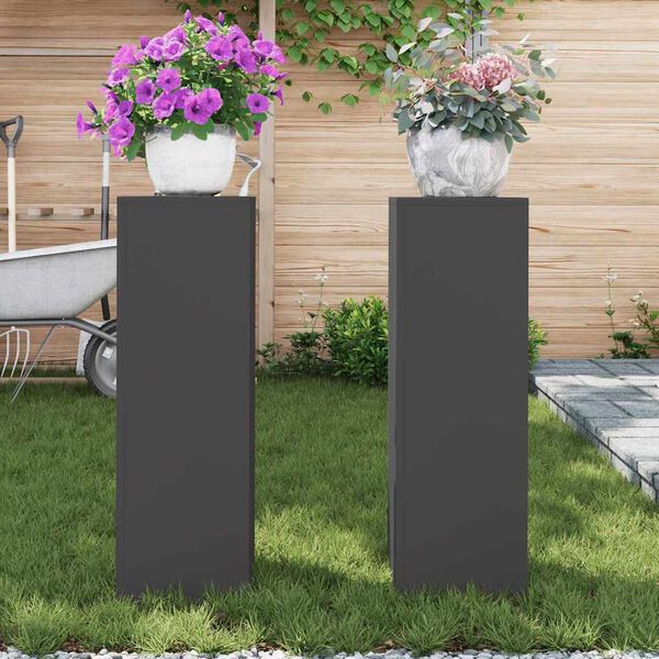 vidaXL Support de Plante 2 pcs Noir 24 x 24 x 75 cm Acier