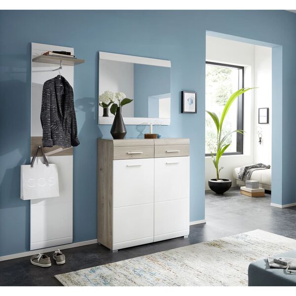 Germania Panneau de porte-manteau 39x29,9x19,46 cm Ch&ecirc;ne-Nelson blanc