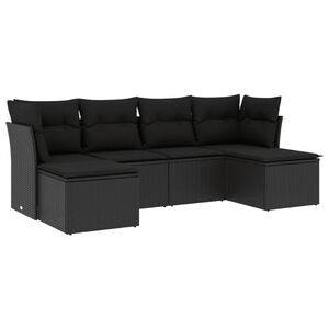 vidaXL Salon de jardin 6 pcs avec coussins noir r&eacute;sine tress&eacute;e