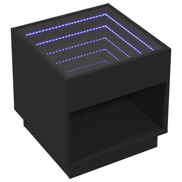 vidaXL Table basse avec LED infini noir 50x50x50 cm