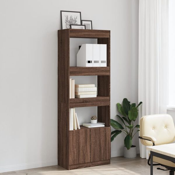 vidaXL Buffet haut 63x33x180 cm ch&ecirc;ne marron bois d'ing&eacute;nierie