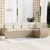 vidaXL Salon de jardin avec coussins 5 pcs beige r&eacute;sine tress&eacute;e