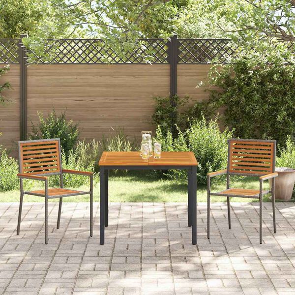 vidaXL Ensemble de salle &agrave; manger pour jardin 3 pcs Gris