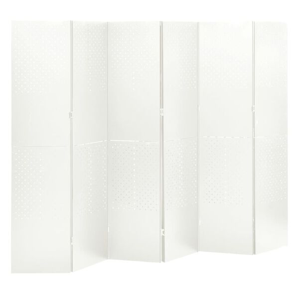 vidaXL Cloison de séparation 6 panneaux Blanc 240x180 cm Acier