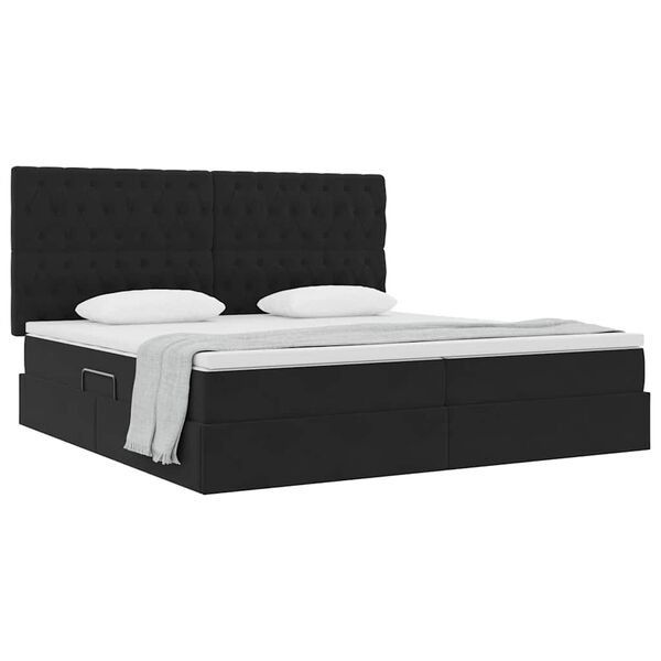 vidaXL Lit avec rangement et matelas Noir 200 x 200 cm Velours