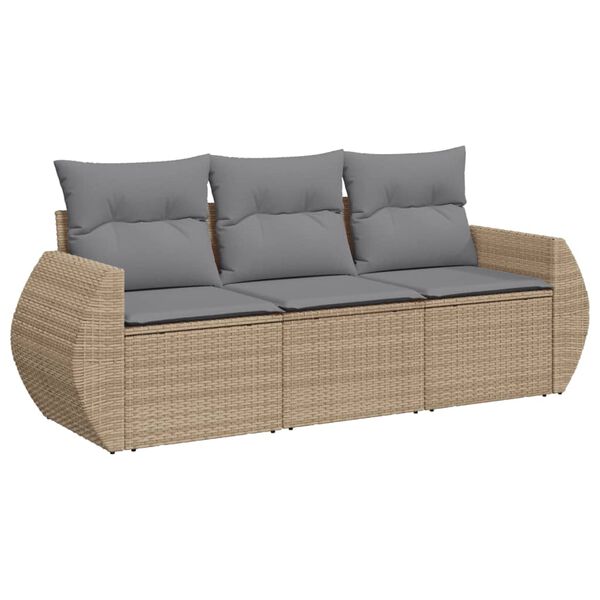 vidaXL Salon de jardin avec coussins 3 pcs beige r&eacute;sine tress&eacute;e