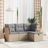 vidaXL Salon de jardin avec coussins 4 pcs beige r&eacute;sine tress&eacute;e