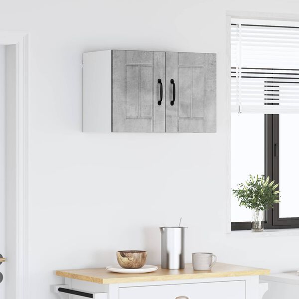 vidaXL Meuble mural de cuisine avec porte Gris b&eacute;ton 60 x 31 x 40 cm