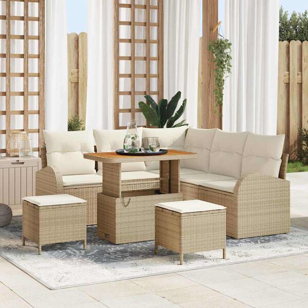 vidaXL Ensemble de canap&eacute; de jardin avec coussin 8 pcs Beige et cr&egrave;me