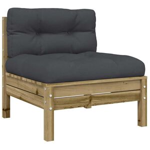 vidaXL Canap&eacute; de jardin sans accoudoirs et coussins bois pin impr&eacute;gn&eacute;
