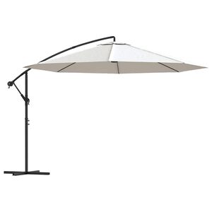 vidaXL Parasol de jardin en porte-&agrave;-faux 3,5 m blanc sable