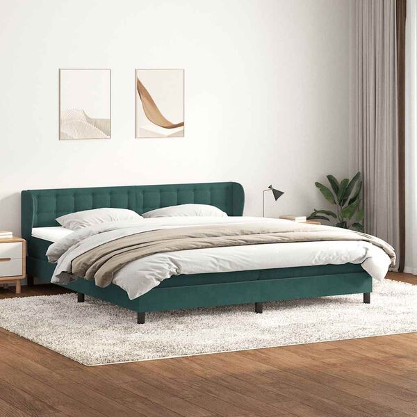 vidaXL Sommier &agrave; lattes de lit et matelas vert fonc&eacute; 180x210cm velours
