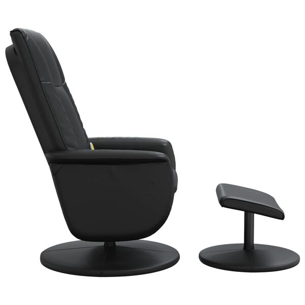vidaXL Fauteuil inclinable de massage avec repose-pied noir similicuir