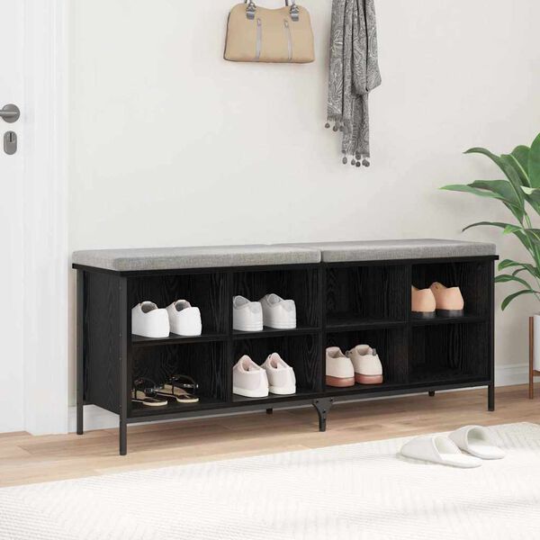vidaXL Cabinet &agrave; chaussures avec &eacute;tag&egrave;re Ch&ecirc;ne noir 131 x 35 x 50 cm