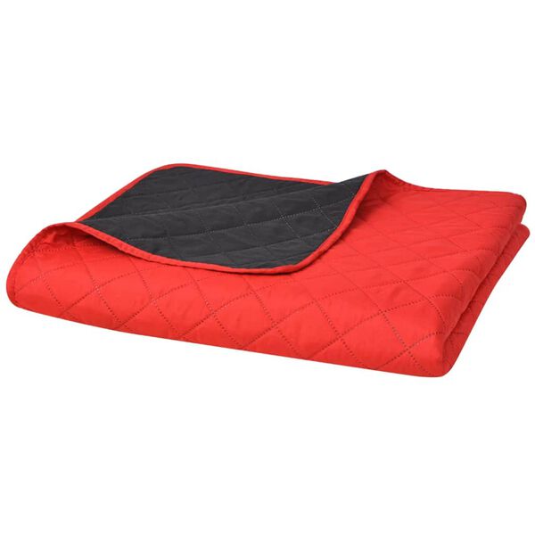 vidaXL Couvre-lit matelass&eacute; double-face Rouge et noir 170x210 cm