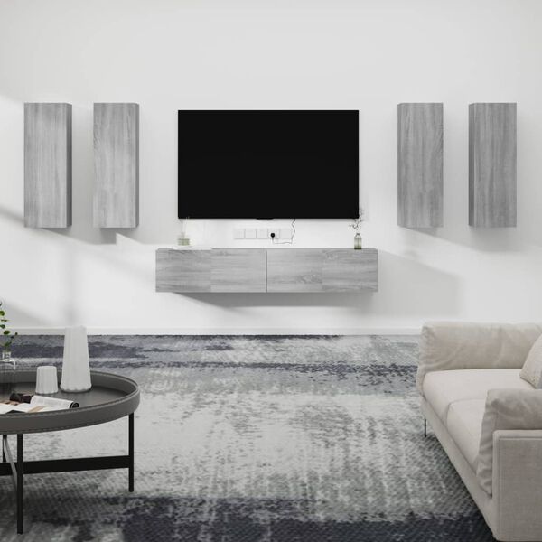 vidaXL Ensemble de meubles TV 6 pcs Sonoma gris Bois d'ing&eacute;nierie