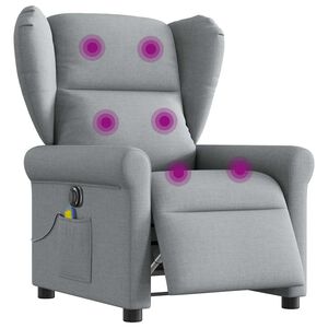 vidaXL Fauteuil de massage inclinable &eacute;lectrique gris clair tissu