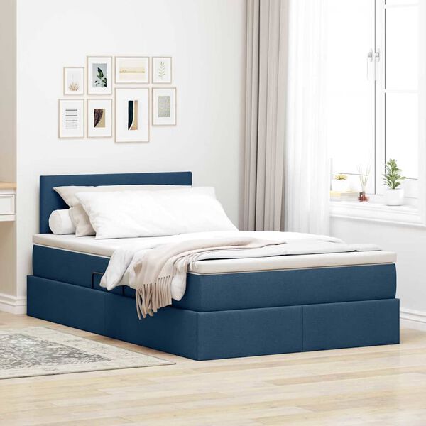 vidaXL Lit avec rangement et matelas avec matelas Bleu 120 x 200 cm