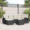 vidaXL Salon de jardin 7 pcs avec coussins noir résine tressée