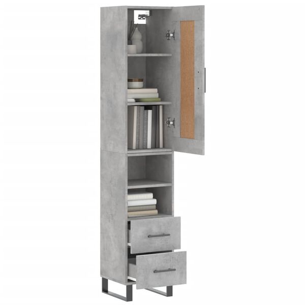 vidaXL Buffet haut Gris b&eacute;ton 34,5x34x180 cm Bois d'ing&eacute;nierie