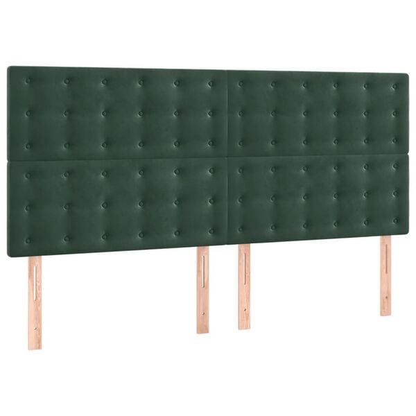 vidaXL T&ecirc;te de lit Vert fonc&eacute; 180x5x118/128 cm Velours