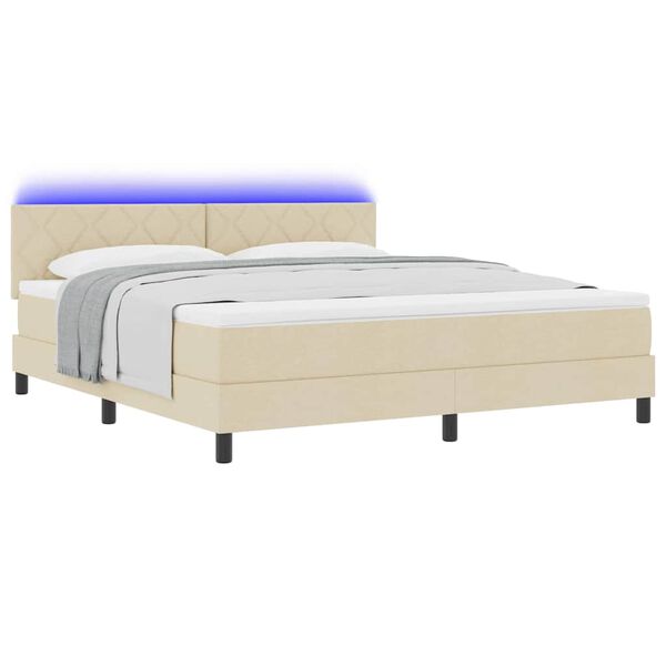 vidaXL Lit &agrave; ressorts avec matelas Cr&egrave;me 180 x 200 cm tissu