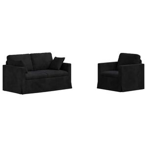 vidaXL Canap&eacute; 2 pcs Noir 138 x 78 x 80 cm Velours