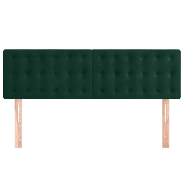 vidaXL T&ecirc;tes de lit 2 pcs Vert fonc&eacute; 72x5x78/88 cm Velours