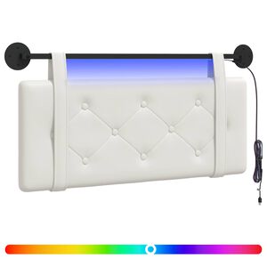 vidaXL T&ecirc;te de lit suspendue Avec lumi&egrave;re LED Blanc Simili cuir