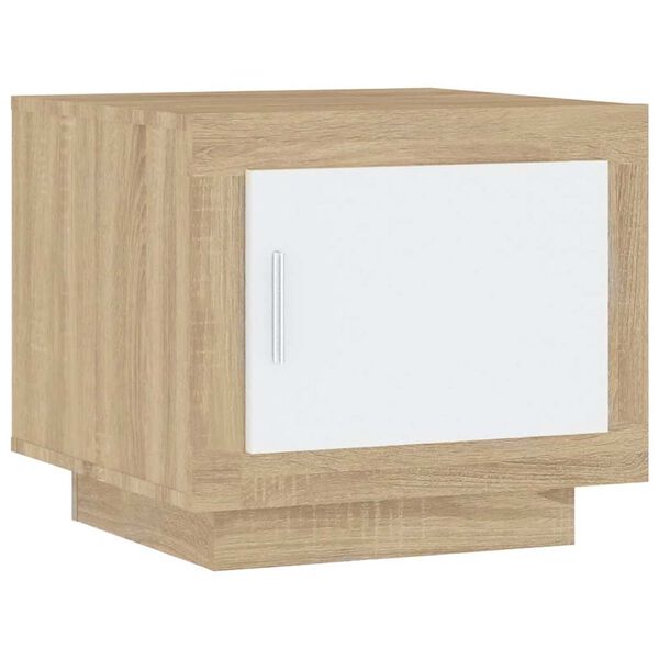 vidaXL Table basse blanc et ch&ecirc;ne sonoma 51x50x45 cm bois d'ing&eacute;nierie