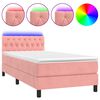 vidaXL Sommier &agrave; lattes de lit avec matelas et LED Rose 90x190 cm