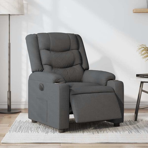 vidaXL Fauteuil inclinable &eacute;lectrique Gris fonc&eacute; Tissu