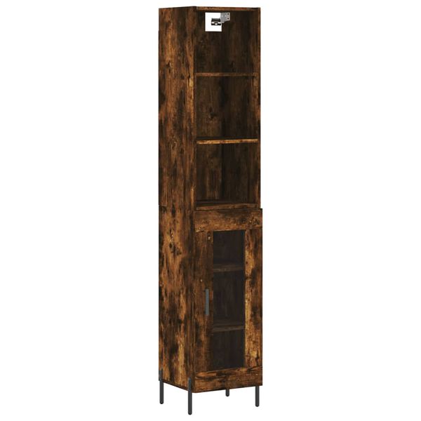 vidaXL Buffet haut Ch&ecirc;ne fum&eacute; 34,5x34x180 cm Bois d'ing&eacute;nierie