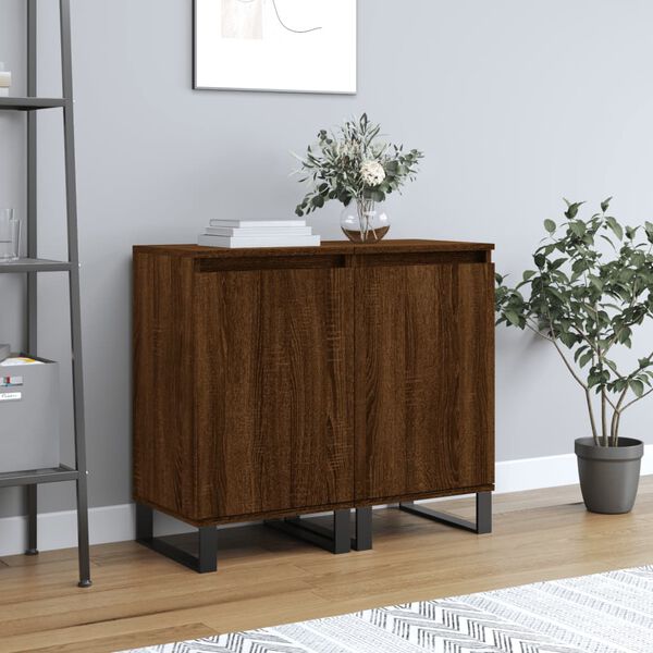 vidaXL Buffets 2 pcs ch&ecirc;ne marron 40x35x70 cm bois d'ing&eacute;nierie