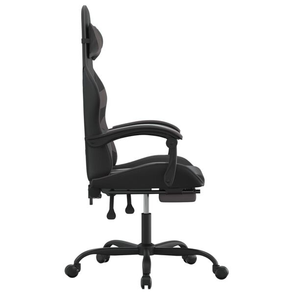 vidaXL Chaise de jeu avec repose-pied Noir et gris Similicuir