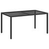 vidaXL Table de jardin 150x90x75cm Verre trempé et résine tressée Noir