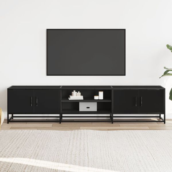 vidaXL Meuble TV noir 180x35x41 cm bois d'ingénierie